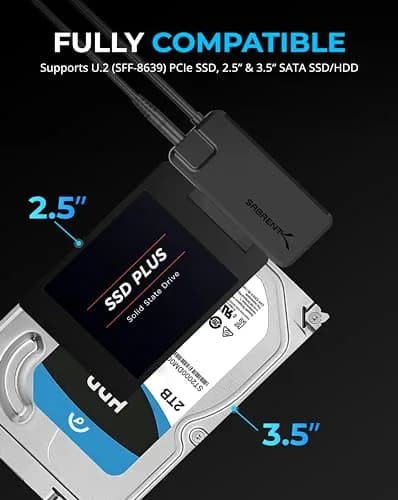 Sabrent USB 3.2 Type-A to SATA/U.2 SSD Adapter Cable (EC-U2SA) 40.6 cm (16 in) | 10Gbps Data Transfer thumbnail 3