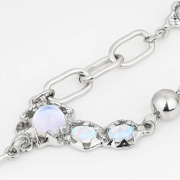 Buyongwant Silver Necklace Star Pendant Moonlight Stone | Irregular Collar Chain for Women thumbnail 5