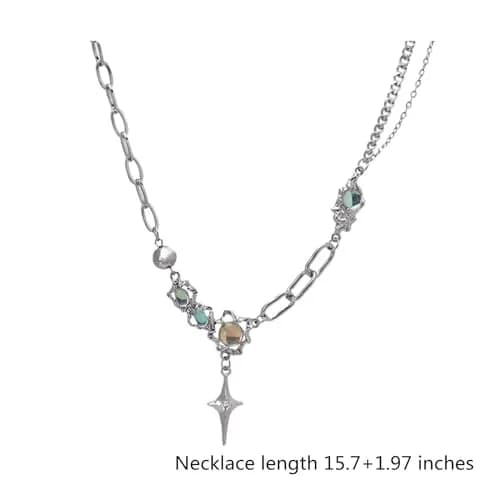 Buyongwant Silver Necklace Star Pendant Moonlight Stone | Irregular Collar Chain for Women thumbnail 7