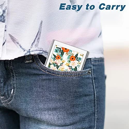 Rimilak Metal Credit Card Holder, Mini Credit Card Wallet, Colorful Flower | RFID Blocking Slim Metal Hard Case for Women Men thumbnail 6