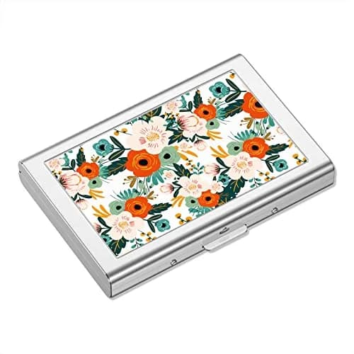 Rimilak Metal Credit Card Holder, Mini Credit Card Wallet, Colorful Flower | RFID Blocking Slim Metal Hard Case for Women Men thumbnail 1