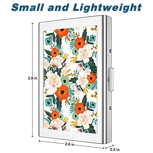 Rimilak Metal Credit Card Holder, Mini Credit Card Wallet, Colorful Flower | RFID Blocking Slim Metal Hard Case for Women Men thumbnail 3