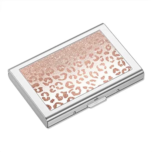 Rimilak Metal Credit Card Holder Mini Wallet Pink Leopard | RFID Blocking Slim Card Case for Women — Pink Leopard