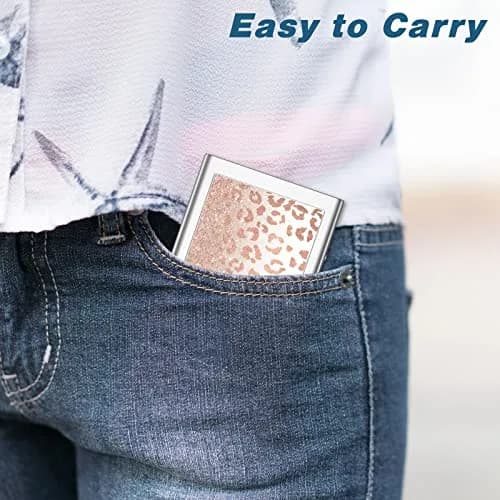 Rimilak Metal Credit Card Holder Mini Wallet Pink Leopard | RFID Blocking Slim Card Case for Women thumbnail 6