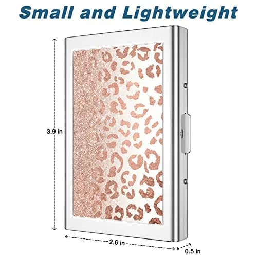 Rimilak Metal Credit Card Holder Mini Wallet Pink Leopard | RFID Blocking Slim Card Case for Women thumbnail 3