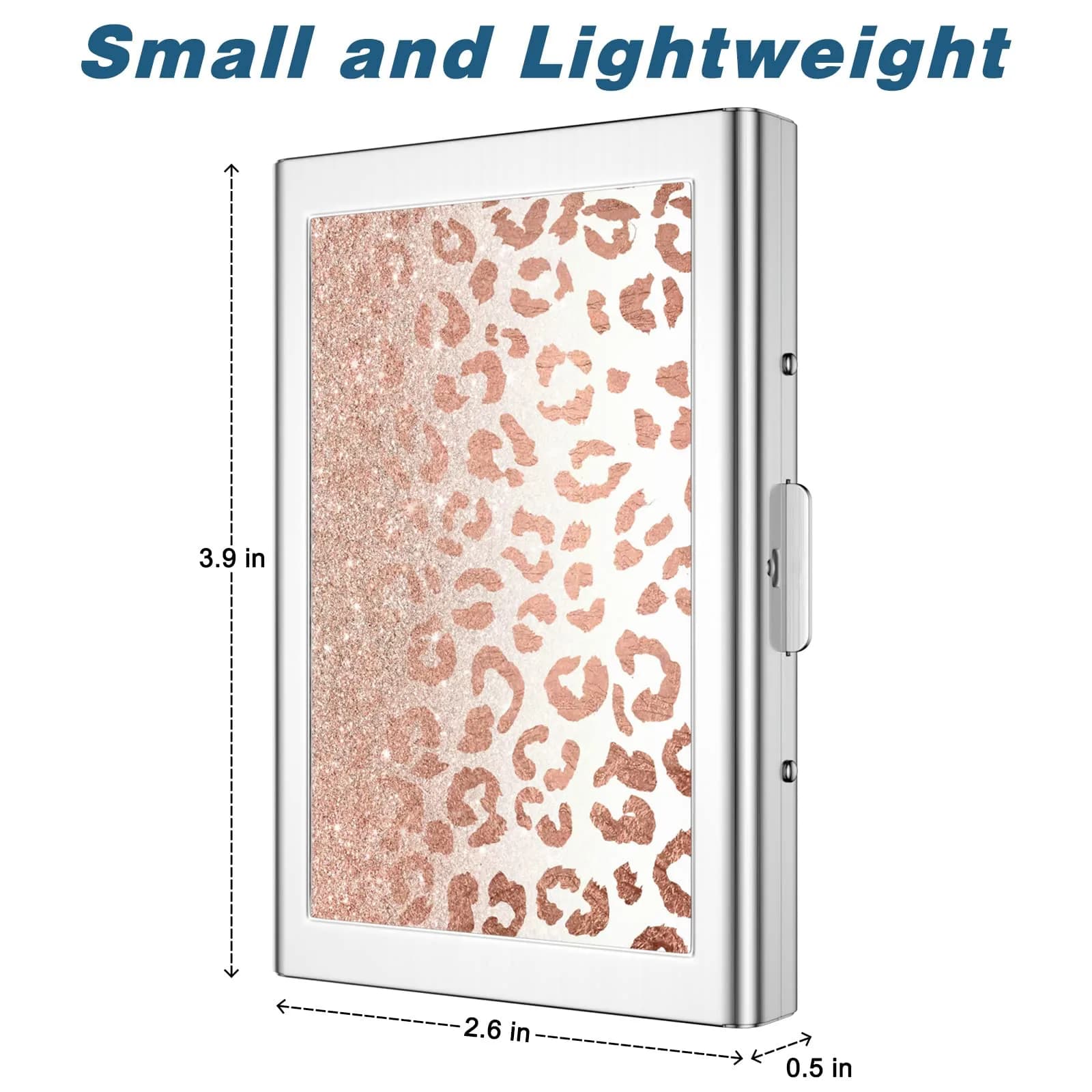 Rimilak Metal Credit Card Holder Mini Wallet Pink Leopard | RFID Blocking Slim Card Case for Women - view 3