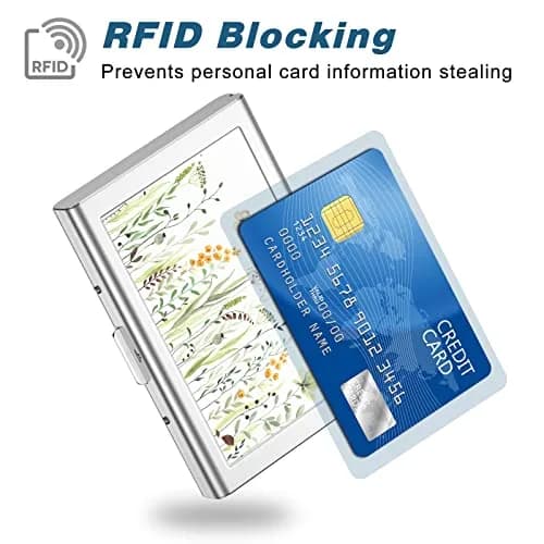 Rimilak Metal Credit Card Holder, Butterfly Flower Pattern, 6 Slots | RFID Blocking Slim Card Case thumbnail 2
