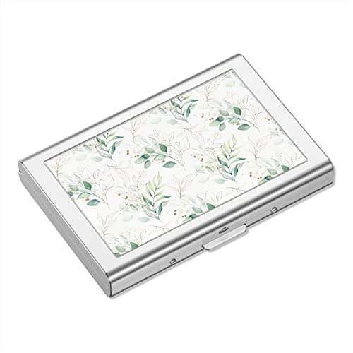 Rimilak Metal Credit Card Holder Mini Wallet Green Leaves | RFID Blocking Slim Card Case for Women thumbnail 1