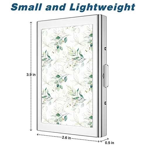 Rimilak Metal Credit Card Holder Mini Wallet Green Leaves | RFID Blocking Slim Card Case for Women thumbnail 3