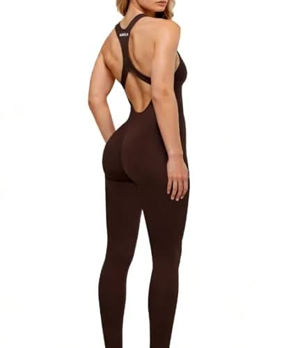 AUROLA Power Women's Tummy Control Racerback Workout Jumpsuit | High Compression & Seamless Fit (70-120 chars) thumbnail 3