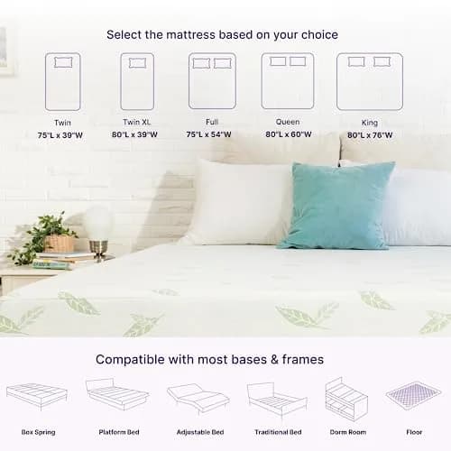 NapQueen Twin Size Mattress 6 Inch Green Tea Infused Memory Foam Bed in a Box CertiPUR-US thumbnail 5