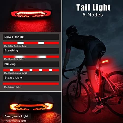 wsdcam Smart Bike Light with Turn Signals, Brake Light, and Alarm Horn - Auto ON/Off Rechargeable Waterproof Rear Bicycle Tail Light with Remote | product 09a64f89 thumbnail 4