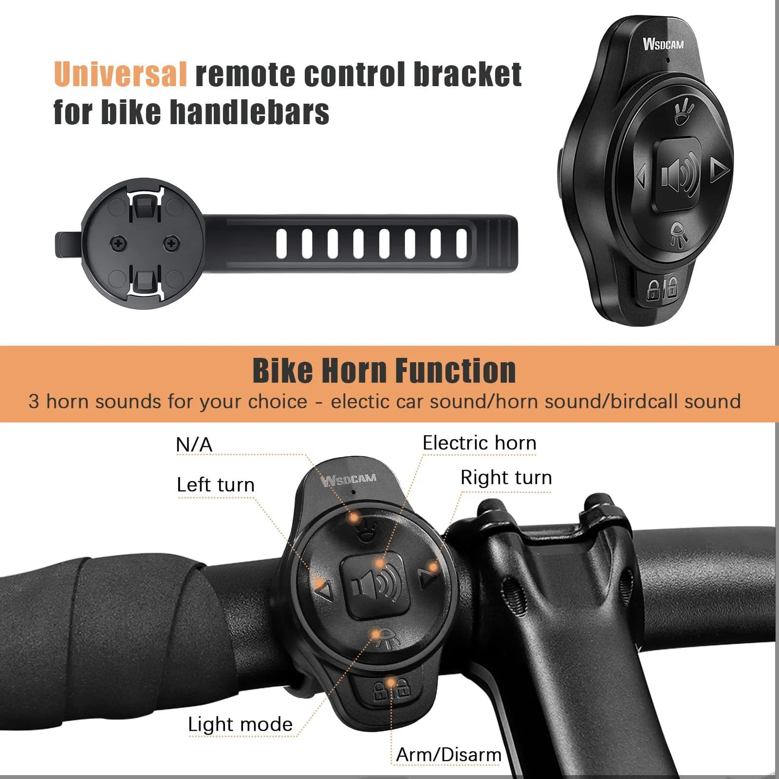 wsdcam Smart Bike Light with Turn Signals, Brake Light, and Alarm Horn - Auto ON/Off Rechargeable Waterproof Rear Bicycle Tail Light with Remote | product 09a64f89 - view 2