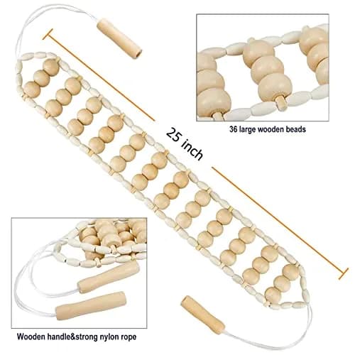 Deston 2 in 1 Wood Therapy Massage Tools | Massage Stick & Back Roller Rope for Relaxation thumbnail 2