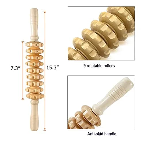 Deston 2 in 1 Wood Therapy Massage Tools | Massage Stick & Back Roller Rope for Relaxation thumbnail 3