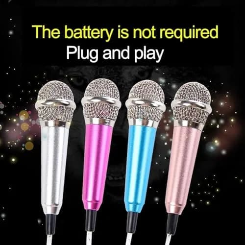 Dreamxue Mini Portable Vocal Instrument Microphone for Mobile Phone Laptop Notebook 3.5mm Universal Wire Connect Karaoke Metallic Mini Microphone for Cell Phone PC Silver thumbnail 7