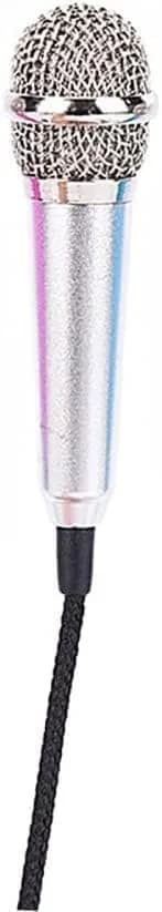 Dreamxue Mini Portable Vocal Instrument Microphone for Mobile Phone Laptop Notebook 3.5mm Universal Wire Connect Karaoke Metallic Mini Microphone for Cell Phone PC Silver thumbnail 3