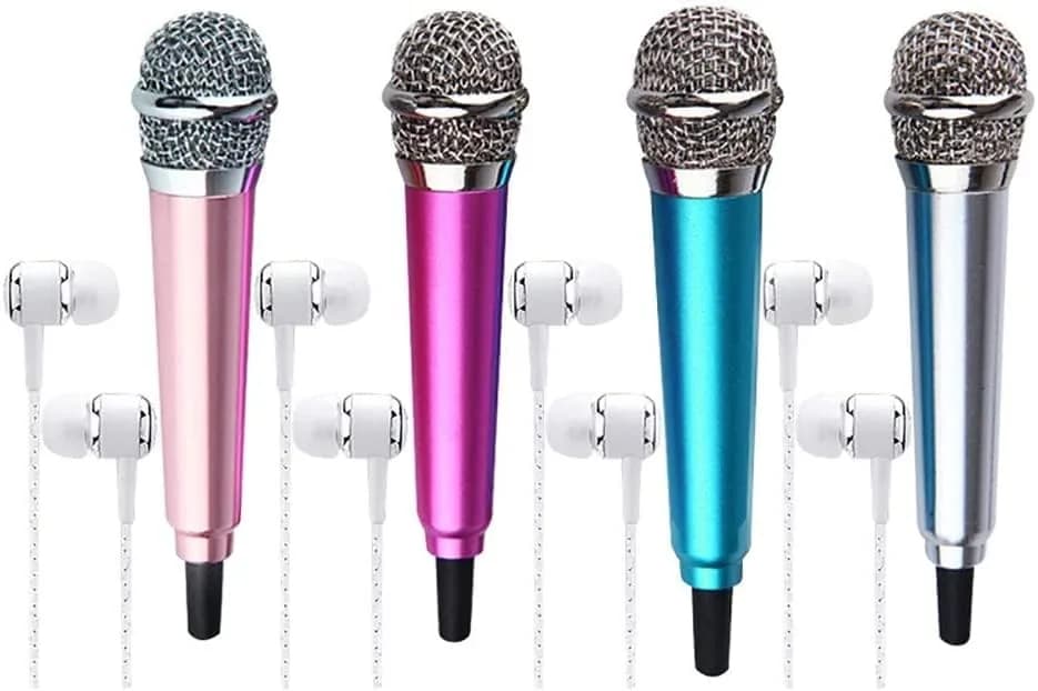 Dreamxue Mini Portable Vocal Instrument Microphone for Mobile Phone Laptop Notebook 3.5mm Universal Wire Connect Karaoke Metallic Mini Microphone for Cell Phone PC Silver thumbnail 5