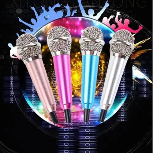 Dreamxue Mini Portable Vocal Instrument Microphone for Mobile Phone Laptop Notebook 3.5mm Universal Wire Connect Karaoke Metallic Mini Microphone for Cell Phone PC Silver thumbnail 6
