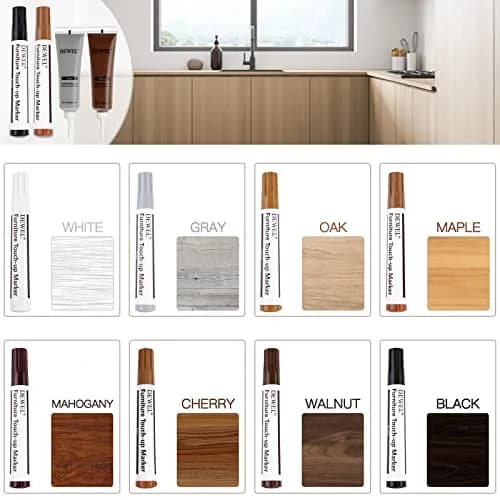 SEISSO Wood Furniture Repair Kit 8 Colors Wood Fillers & Touch Up Markers | Restore Tables, Cabinets, Floors thumbnail 5
