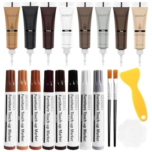 SEISSO Wood Furniture Repair Kit 8 Colors Wood Fillers & Touch Up Markers | Restore Tables, Cabinets, Floors thumbnail 1
