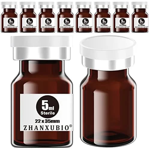 ZHANXUBIO 5ml Amber Sterile Sample Vials with Self Healing Injection Port, 10PCS | Laboratory Glassware for Sterile Storage thumbnail 1