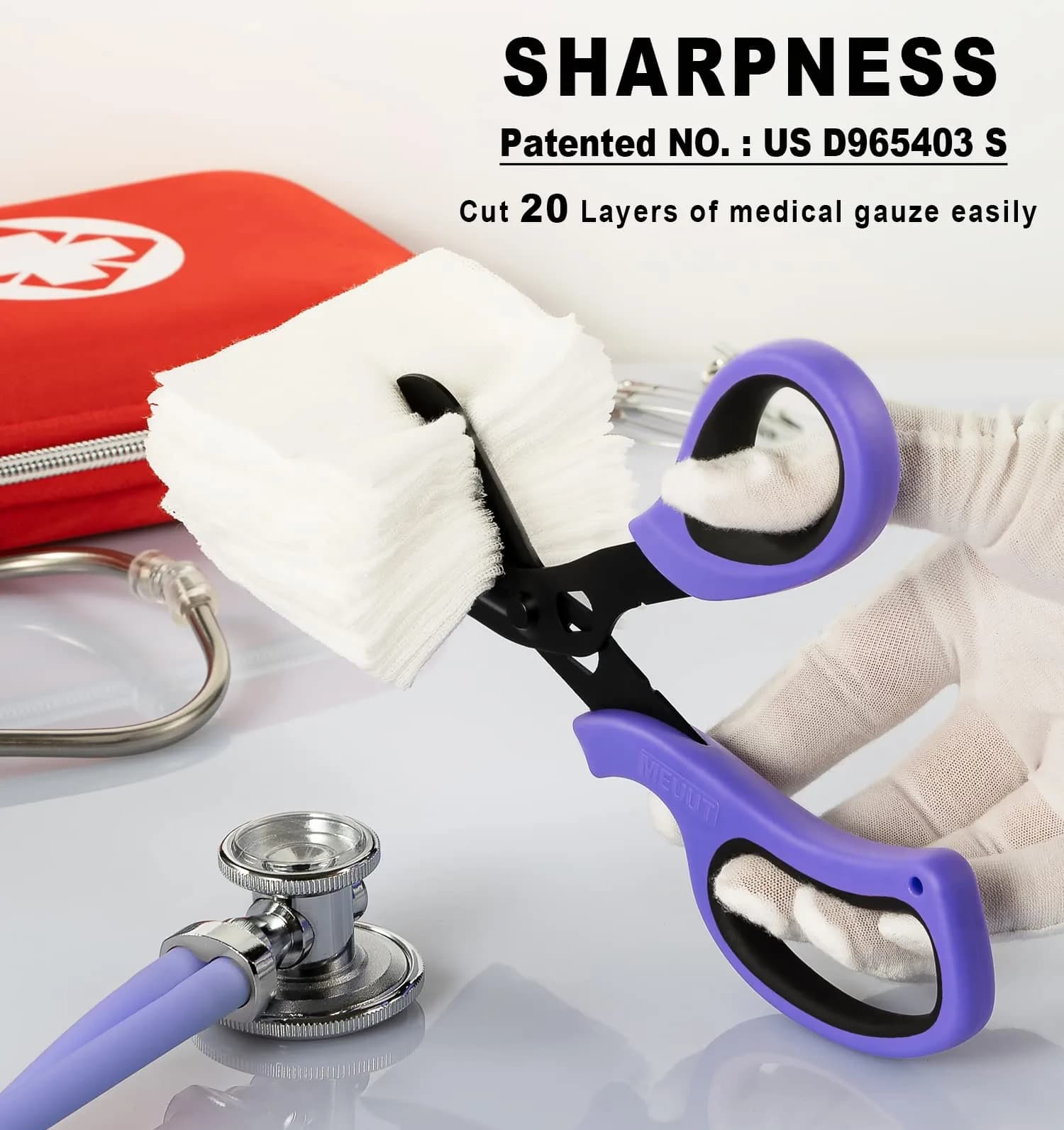 MEUUT Medical Trauma Shears (2-Pack, 7.8 Inch) - Purple+Navy Patented Stainless Steel - view 2