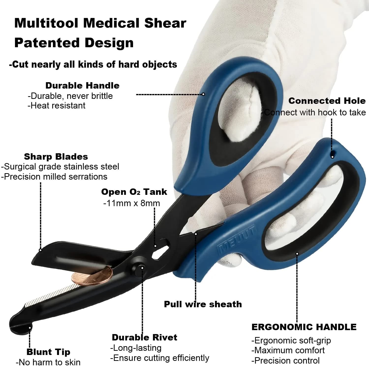 MEUUT Medical Trauma Shears (2-Pack, 7.8 Inch) - Purple+Navy Patented Stainless Steel - view 3