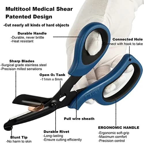 MEUUT Medical Trauma Shears (2-Pack, 7.8 Inch) - Purple+Navy Patented Stainless Steel thumbnail 3