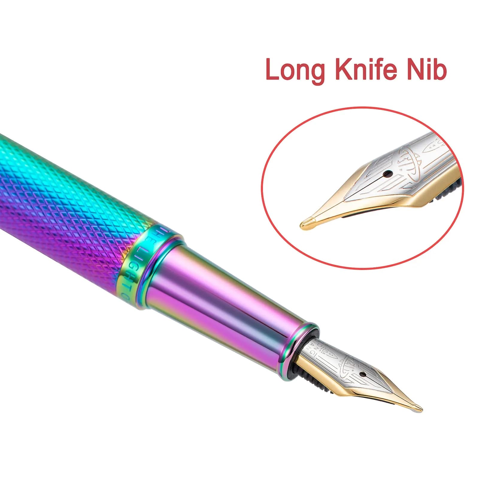 Asvine Hongdian Rainbow Forest Fountain Pen Blade Nib 138mm (5.43in) | Classic Design Calligraphy Pen - view 3