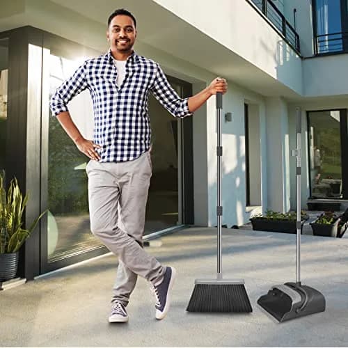 kelamayi Extendable Broom and Dustpan Set with Stand-Up Storage | 1.21 kg (2.67 lb) Black&Gray thumbnail 7