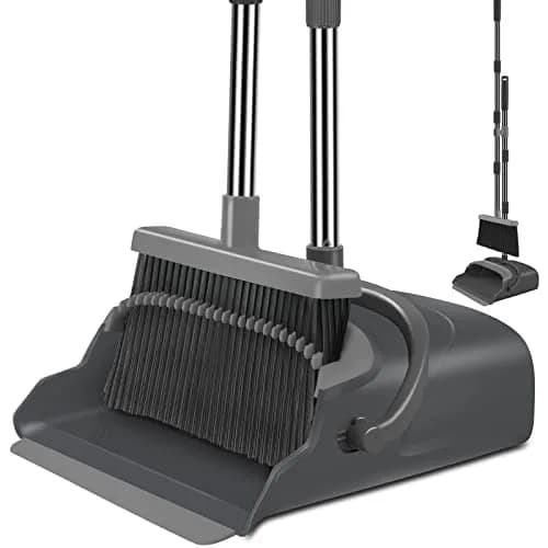 kelamayi Extendable Broom and Dustpan Set with Stand-Up Storage | 1.21 kg (2.67 lb) Black&Gray - main product image