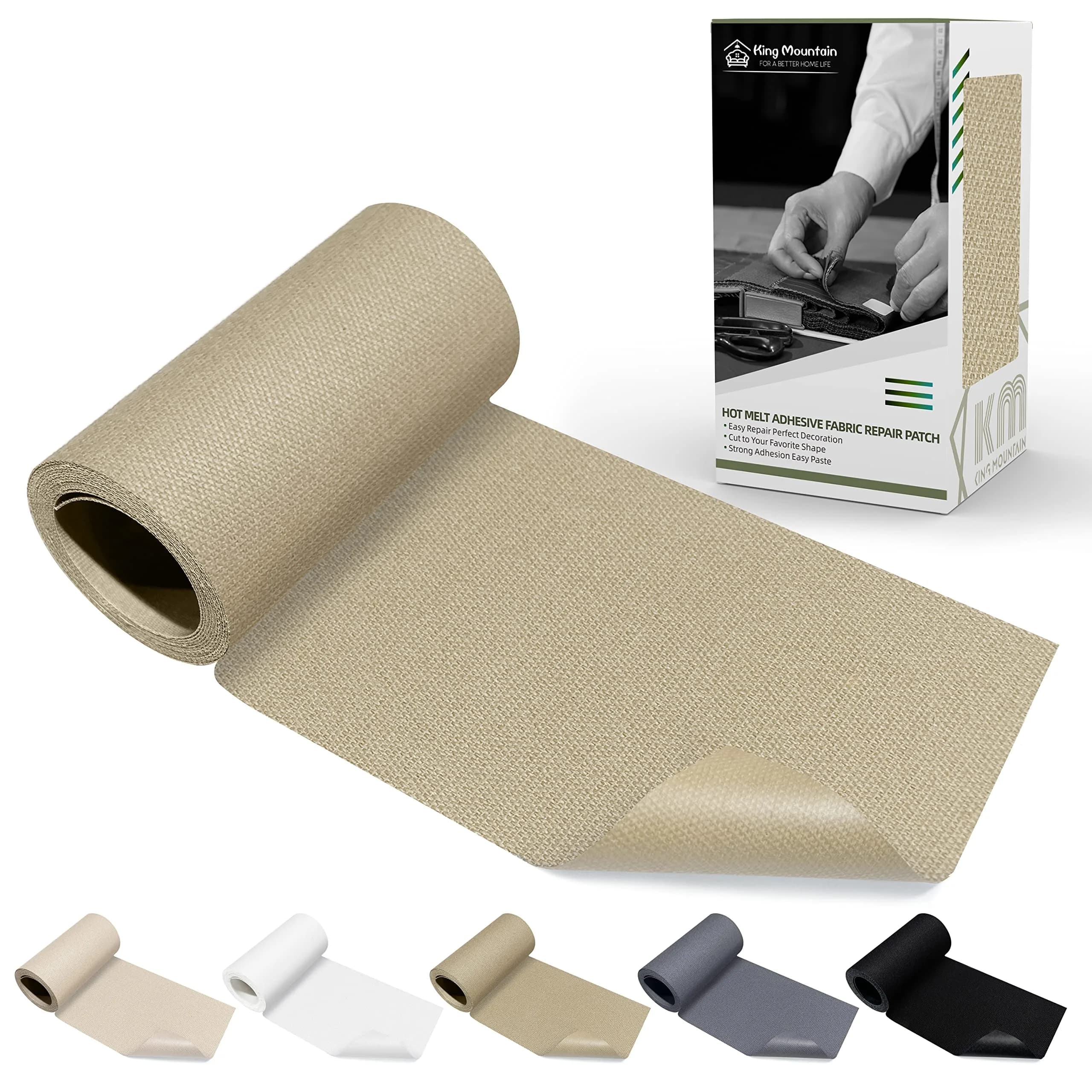 KING MOUNTAIN Canvas Iron-on Repair Patch Roll (3"x60", Khaki) | USA-Sourced Waterproof Fabric Mending - main product image