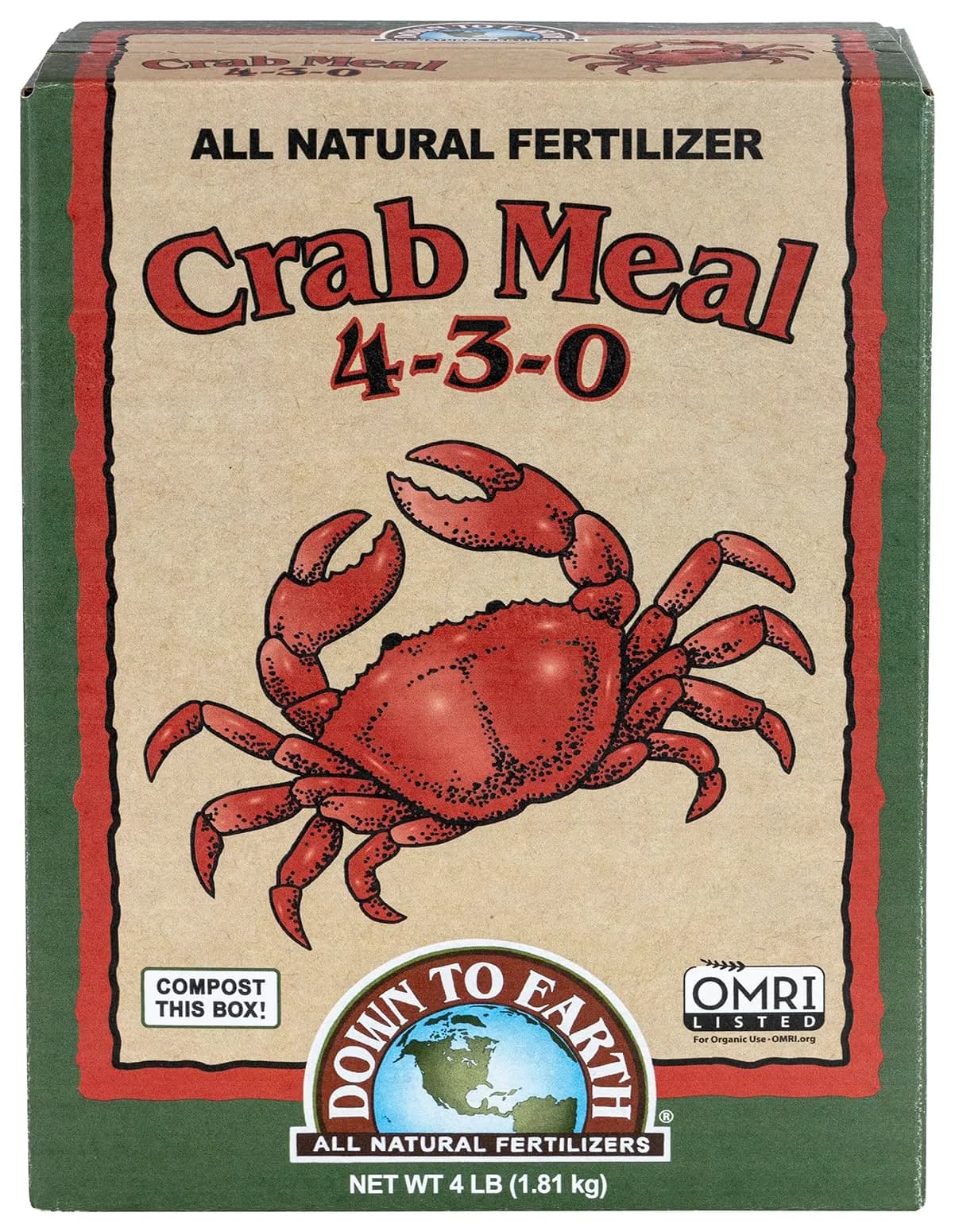 Down To Earth All Natural Fertilizers Organic Crab Meal - 4 lb | Organic, Slow-Release, Supports Soil Microbes — 4 pounds