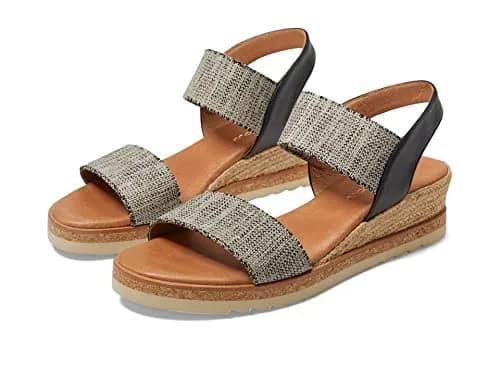 André Assous Neveah Wedge, Black/Beige, 8 | Elegant Platform Wedge for Women thumbnail 1