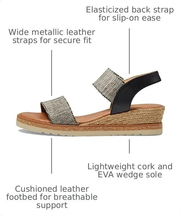 André Assous Neveah Wedge, Black/Beige, 8 | Elegant Platform Wedge for Women thumbnail 3