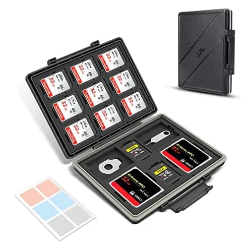 JJC 45-Slot Memory Card Case Holder | 12 SD + 30 Micro SD + 2 CF + 2 XQD/CFexpress Type B + 2 CFexpress Type A | Black thumbnail 1