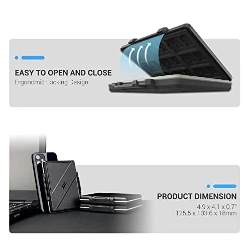 JJC 45-Slot Memory Card Case Holder | 12 SD + 30 Micro SD + 2 CF + 2 XQD/CFexpress Type B + 2 CFexpress Type A | Black thumbnail 3