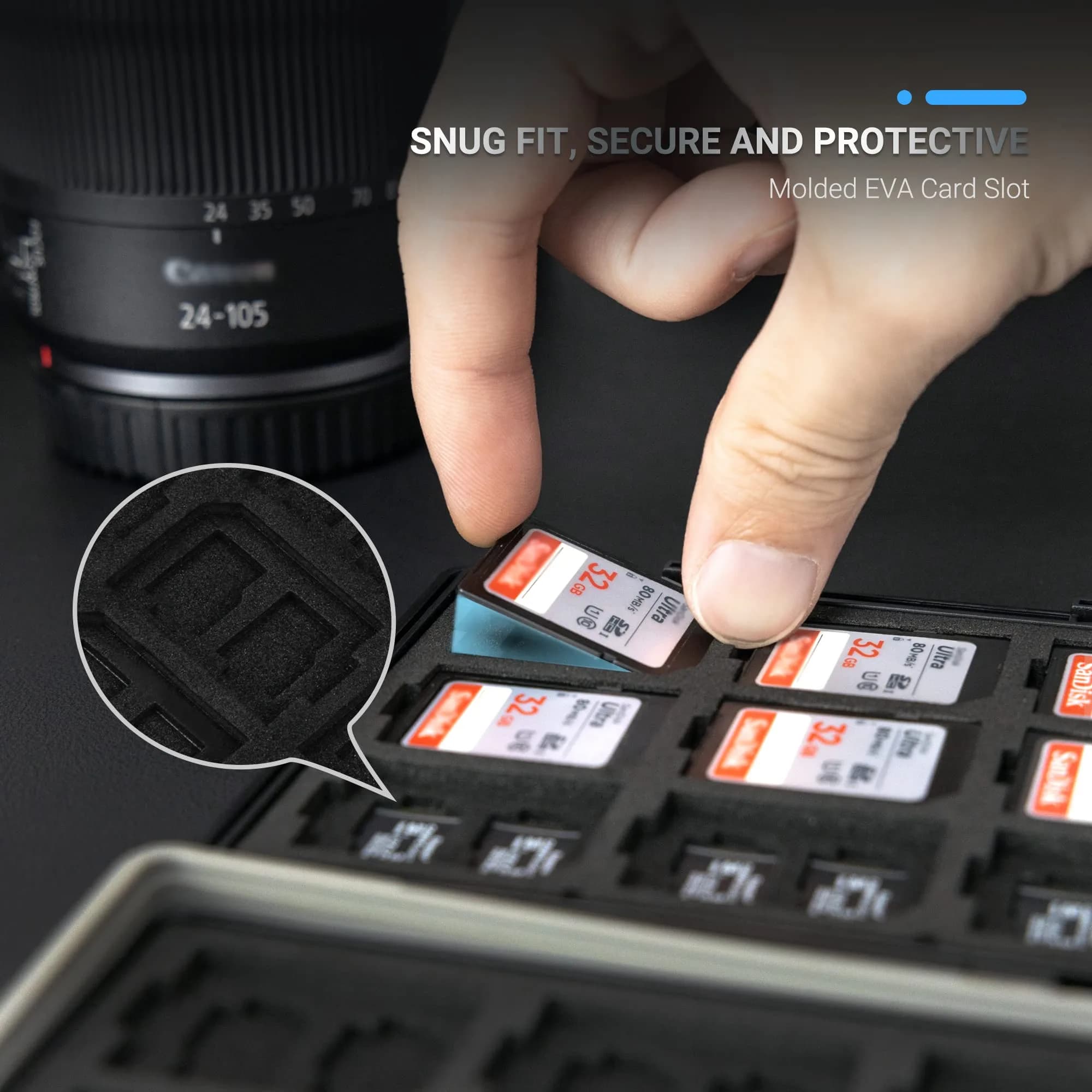 JJC 45-Slot Memory Card Case Holder | 12 SD + 30 Micro SD + 2 CF + 2 XQD/CFexpress Type B + 2 CFexpress Type A | Black - view 4