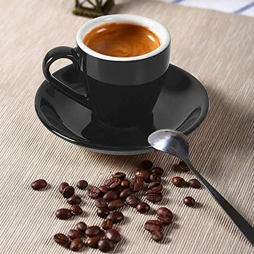 ionEgg Porcelain Espresso Cup with Saucer, 80ml/2.7Oz, Black | Elegant Mini Coffee Shot Cup for Daily Use thumbnail 4