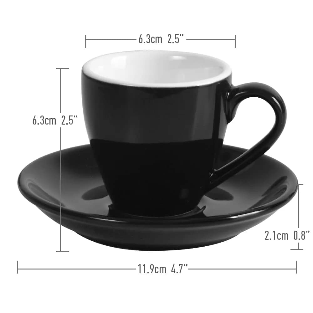 ionEgg Black Porcelain Espresso Cup with Saucer, 80ml (2.7Oz) - Pro-Grade Lead-Free Ceramic - view 3