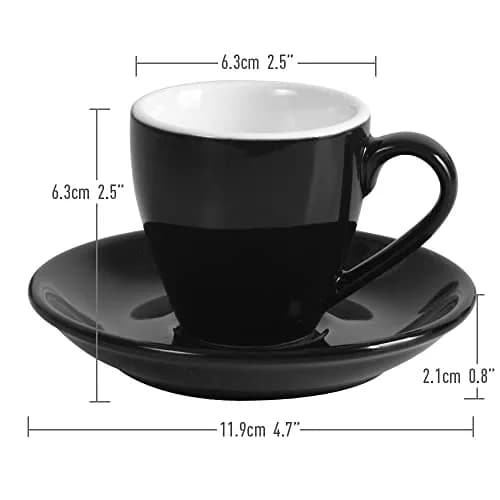 ionEgg Porcelain Espresso Cup with Saucer, 80ml/2.7Oz, Black | Elegant Mini Coffee Shot Cup for Daily Use thumbnail 3