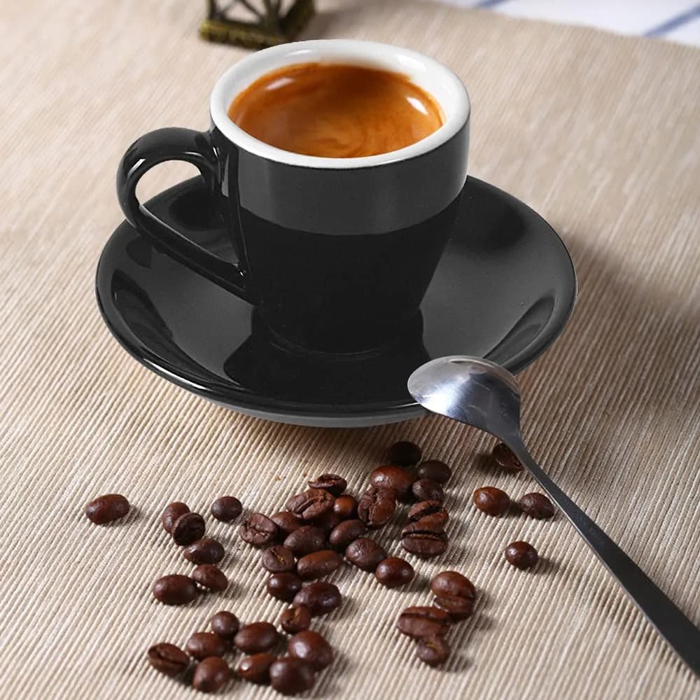 ionEgg Black Porcelain Espresso Cup with Saucer, 80ml (2.7Oz) - Pro-Grade Lead-Free Ceramic - view 4