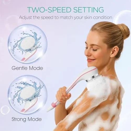 VOYOR Electric Body Brush BC100 Pink | 38.6cm Long Handle Rotating Spin Bath Scrubber thumbnail 5