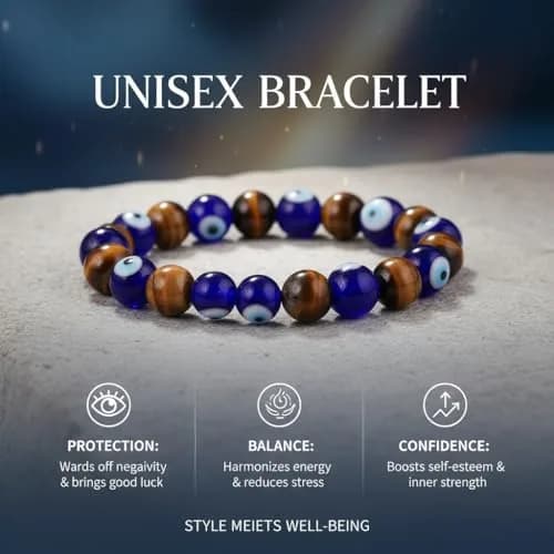 Arihant Gems & Jewels Tiger Eye Evil Eye Healing Bracelet 5 cm (2 inches) | Authentic Gemstone Protection thumbnail 5