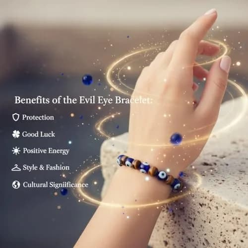 Arihant Gems & Jewels Tiger Eye Evil Eye Healing Bracelet 5 cm (2 inches) | Authentic Gemstone Protection thumbnail 2
