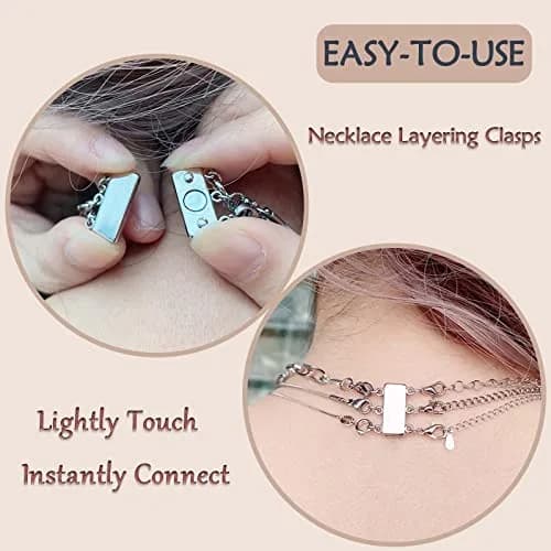 OHINGLT Magnetic Necklace Layering Clasps Connector with Lobster Clasps, 2 Sizes (0.59in & 0.79in) | Keeps Layered Necklaces Untangled thumbnail 2
