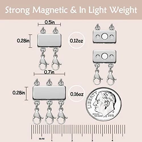 OHINGLT Magnetic Necklace Layering Clasps Connector with Lobster Clasps, 2 Sizes (0.59in & 0.79in) | Keeps Layered Necklaces Untangled thumbnail 3