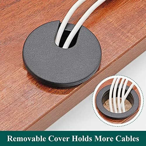 Litoexpe Black Desk Cord Grommet 2 Pcs | 1-1/2 Inch Internal Diameter, 1-3/4 Inch Hole Size thumbnail 4