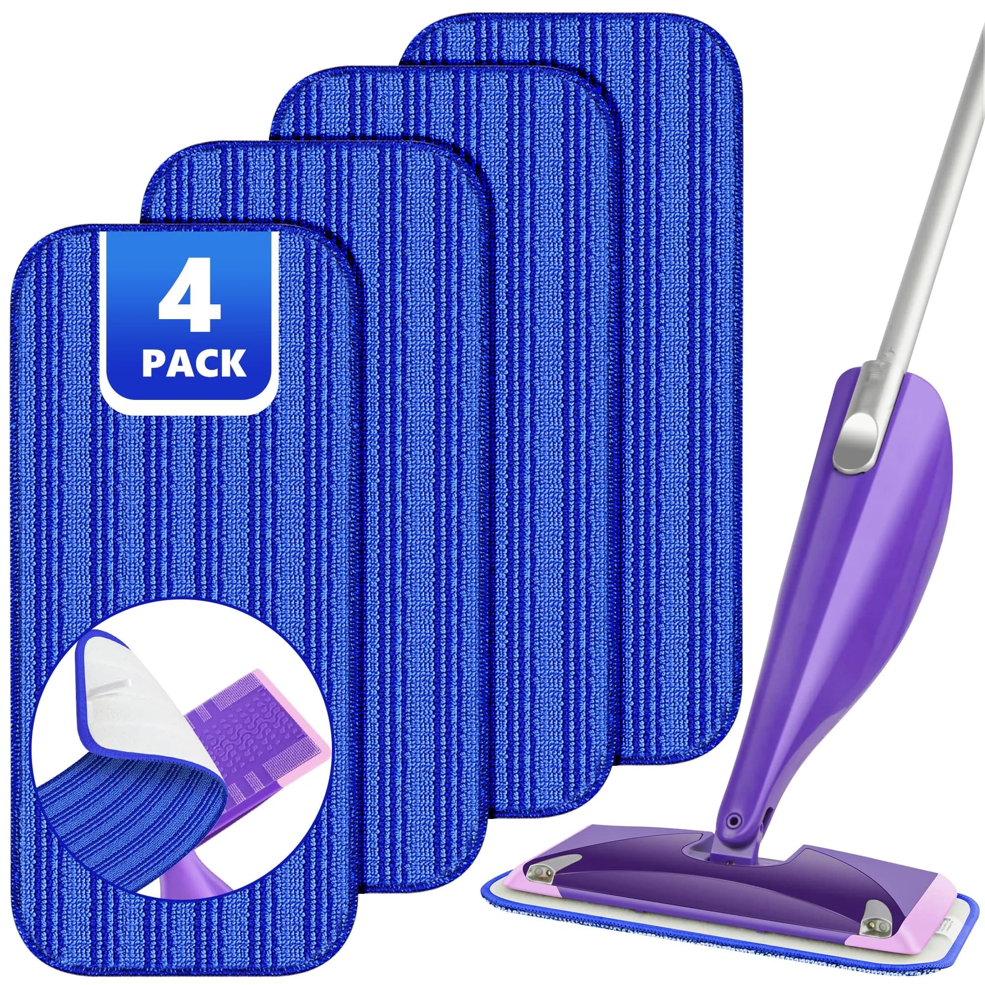 TINA&TONY Reusable Mop Pad for Swiffer WetJet, 6PCS | Microfiber Floor Cleaning Refill — Blue